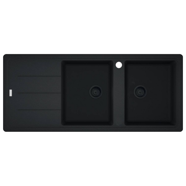 Franke Basis Double Bowl Topmount Sink with Left Hand Drainer - Matte Black BFG621MBLHD-B