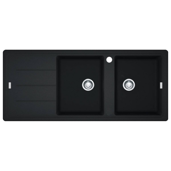 Franke Basis Double Bowl Topmount Sink with Left Hand Drainer - Onyx BFG621ONLHD-B