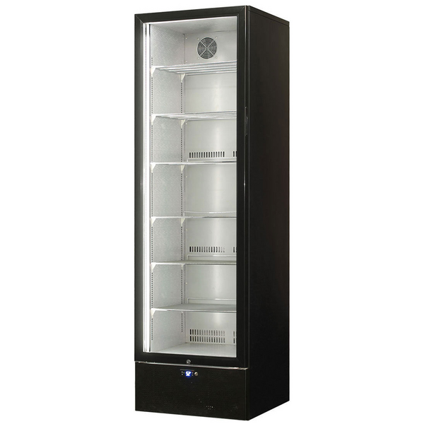 Schmick 398L Heated Glass Door Beverage Refrigerator Black Left Hinge SK422L-B-HD