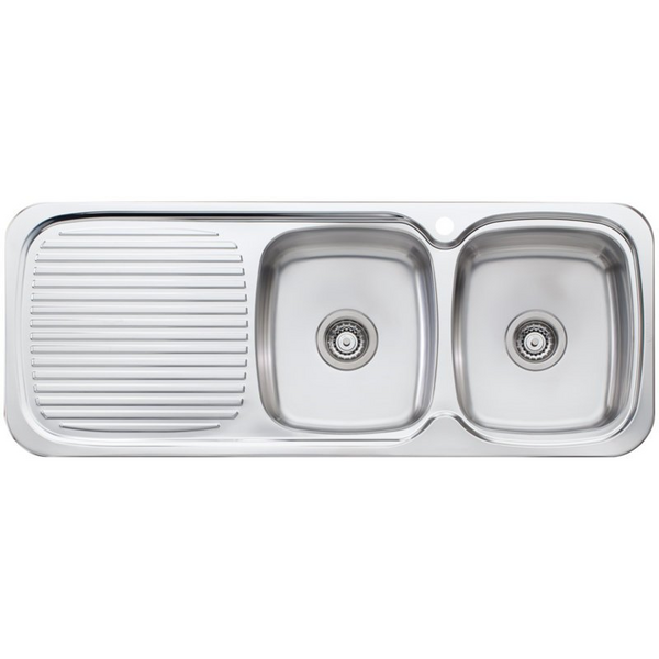 Oliveri Lakeland Double Bowl Left Hand Drainer Sink LL157