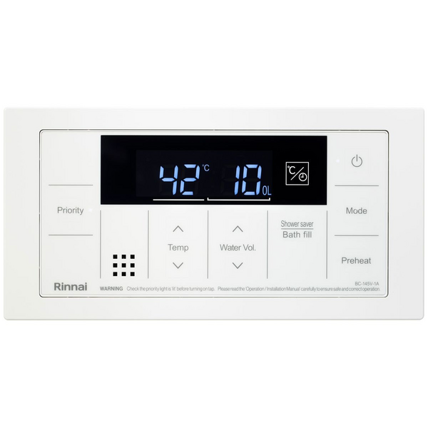 Rinnai Deluxe White Bathroom Hot Water Controller BC145