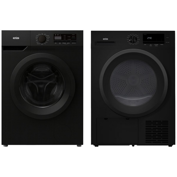 Mykin 8kg Front Load Washer & 10kg Heat Pump Dryer Black Package (Not Stackable) MFLW800BMHPD1000B