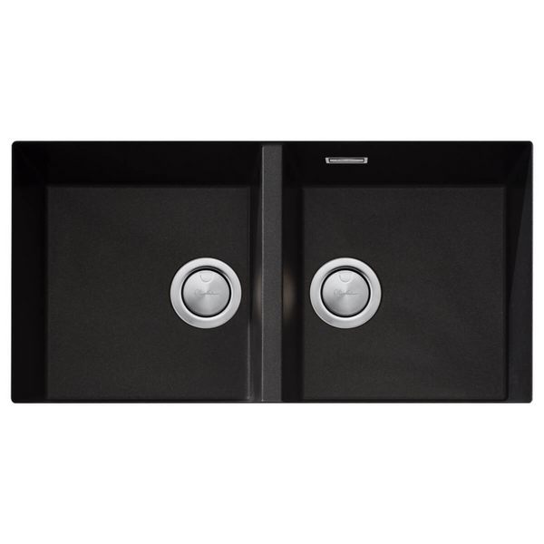 Oliveri Santorini Double Bowl Undermount Sink Black ST-BL1563U-OF