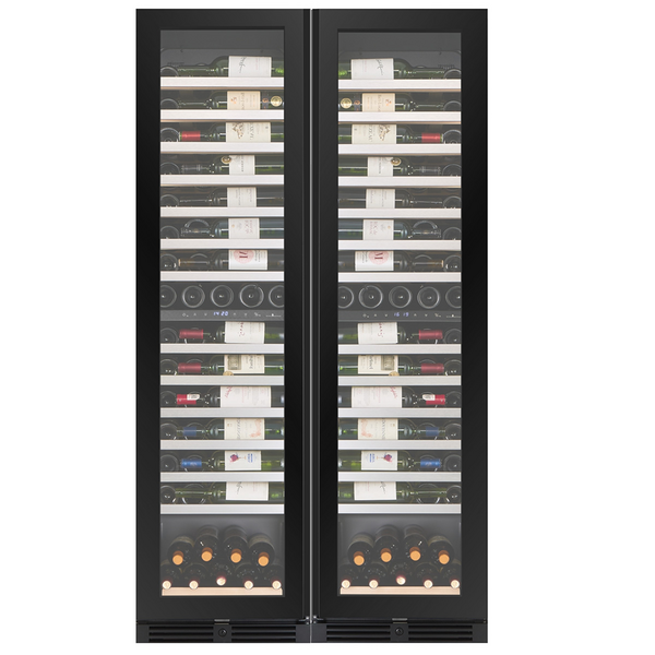 KingsBottle Atelier Harmony 172 Bottle Four Zone Side-by-Side Wine Fridge System KB245W4-BK