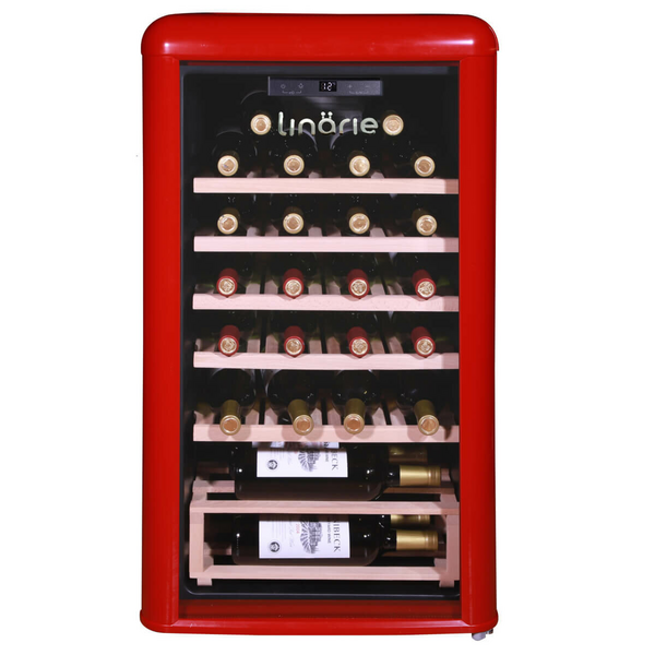 Linarie Burgundy 33 Bottle Single Zone Retro Wine Fridge LICV33RED