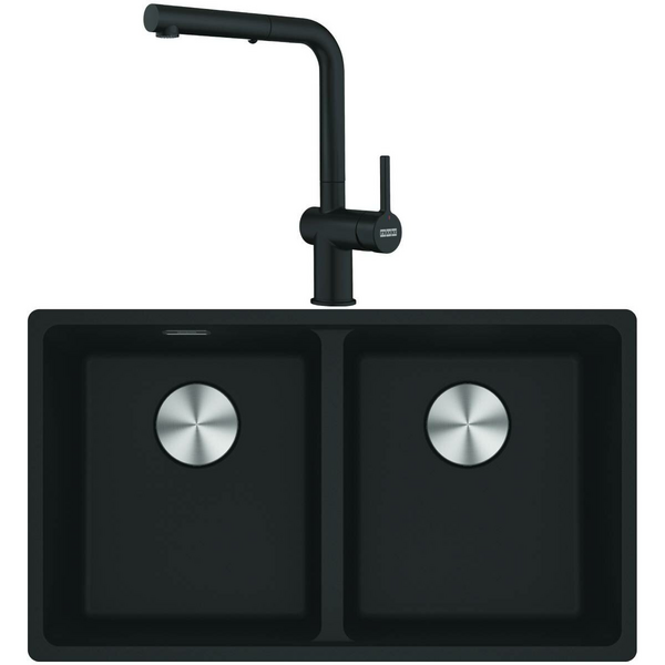 Franke Maris Double Bowl Sink and Pull-Out Tap Matte Black MRG620MBTA7721B