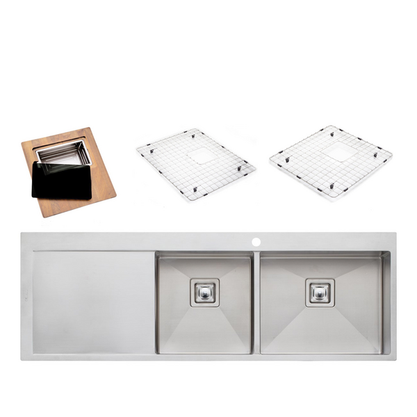 Oliveri Professional Series 1 and 3/4 Bowl Left Hand Drainer Topmount Sink PR1112
