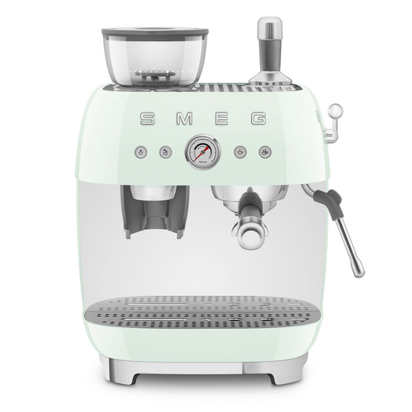 Smeg 50s Style Espresso Machine with Built-in Grinder Pastel Green EGF03PGAU