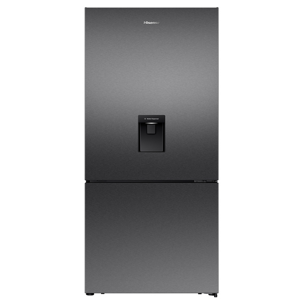 Hisense 500L PureFlat Bottom Mount Refrigerator with Non-plumbed Water Dispenser Dark Stainless Steel HRBM500TBW