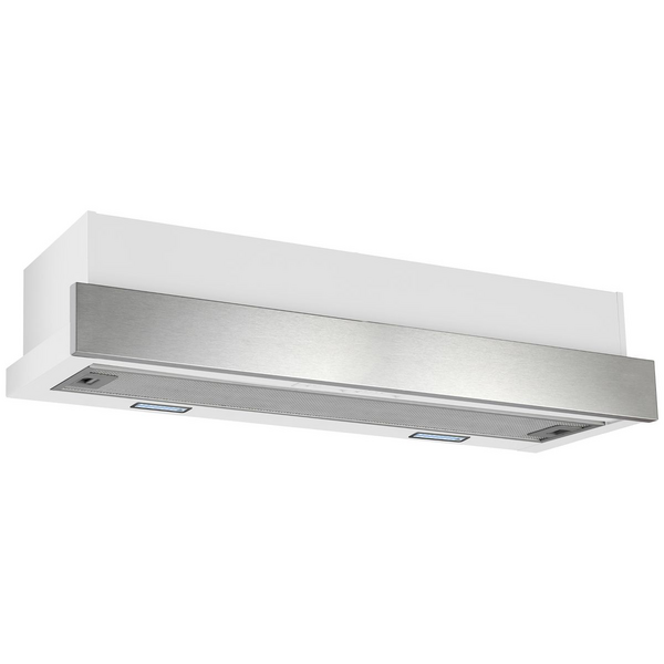 Omega 90cm Slide-Out Rangehood White with Stainless Steel Fascia ORT9WXL