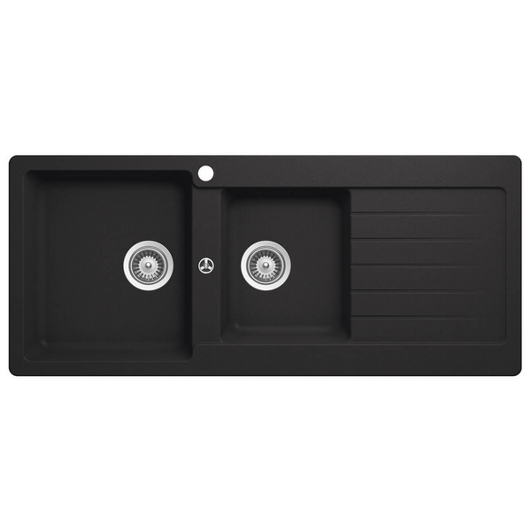 Abey Schock Typos 1 and 3/4 Bowl Topmount Sink With Right Hand Drainer Onyx TD200BL