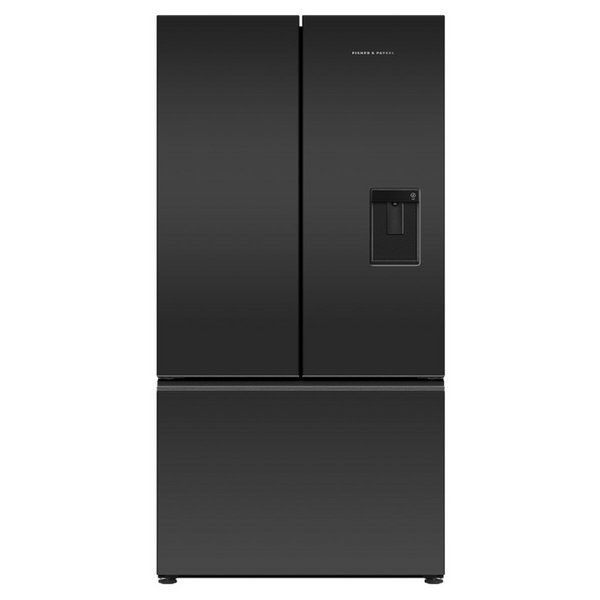 Fisher & Paykel Series 7 569L French Door Refrigerator with Ice and Water Black Glass RF610AZUB5