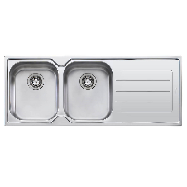 Oliveri Flinders Double Bowl Topmount Sink with Right-Hand Drainer FL171-NTH