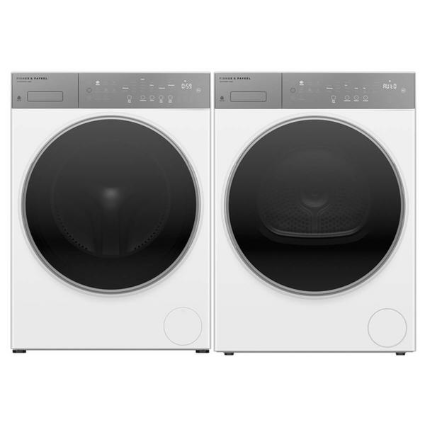 Fisher & Paykel Series 5 12kg Contemporary Front Load Washer & 10kg Heat Pump Dryer Laundry Package White WH1260P5DH1060P5