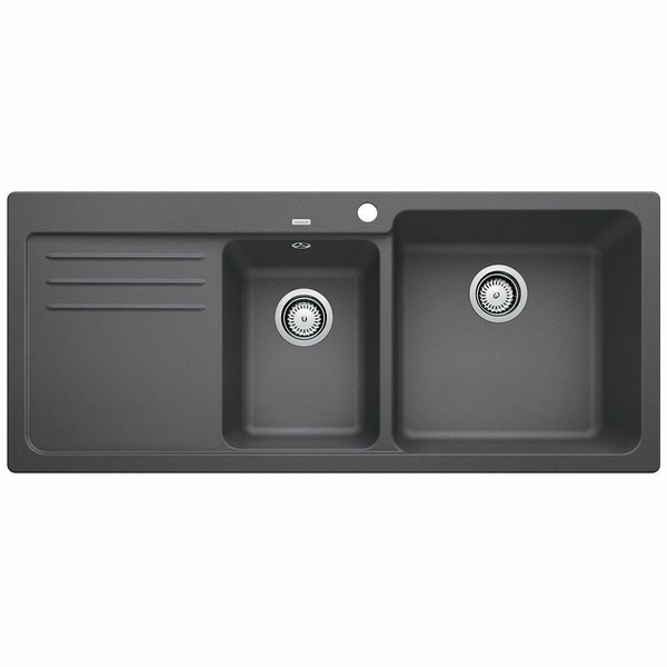 Blanco Bowl and 3/4 Inset Sink with Left Hand Drainer Rock Grey NAYA8SGRK5