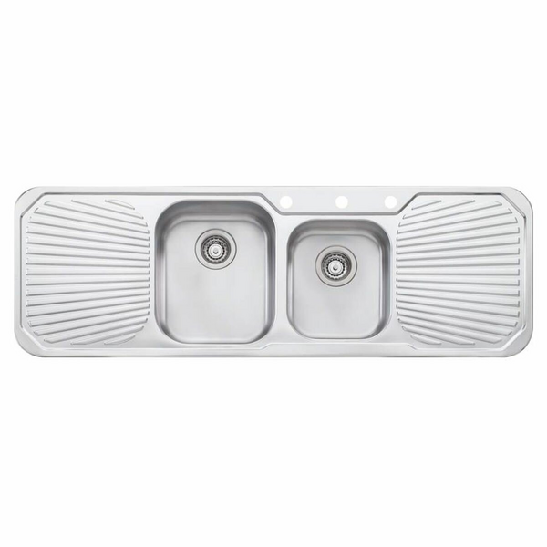 Oliveri Petite 1 and 3/4 Bowl Topmount Sink with Double Drainer PE341-NTH