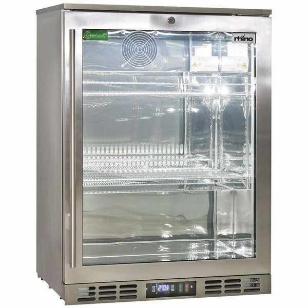 Rhino 129L Heated Glass Door Bar Fridge Stainless Steel SG1R-HD