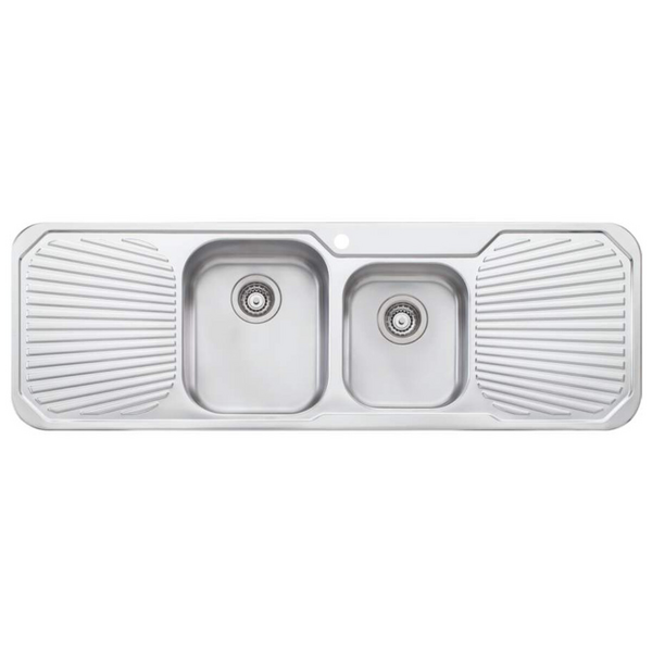 Oliveri Petite 1 and 3/4 Bowl Topmount Sink with Double Drainer PE341-1TH