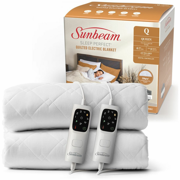 Sunbeam Sleep Perfect Quilted Anti Bacterial Queen Electric Blanket BLQ6451