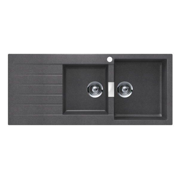 Abey Schock Signus 1& 3/4 Bowl Topmount Sink with Left Hand Drainer Stone D200SR