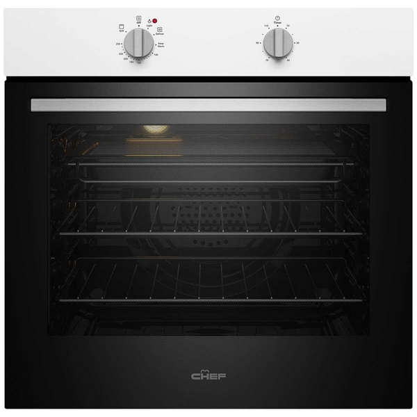 Chef 60cm 3 Multi Function Electric Built-In Oven White CVE612WB