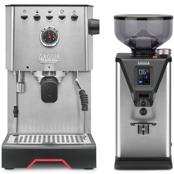 Gaggia Classic GT Series Stainless Steel Coffee Machine & Coffee Grinder Package DMGNCGTBUN