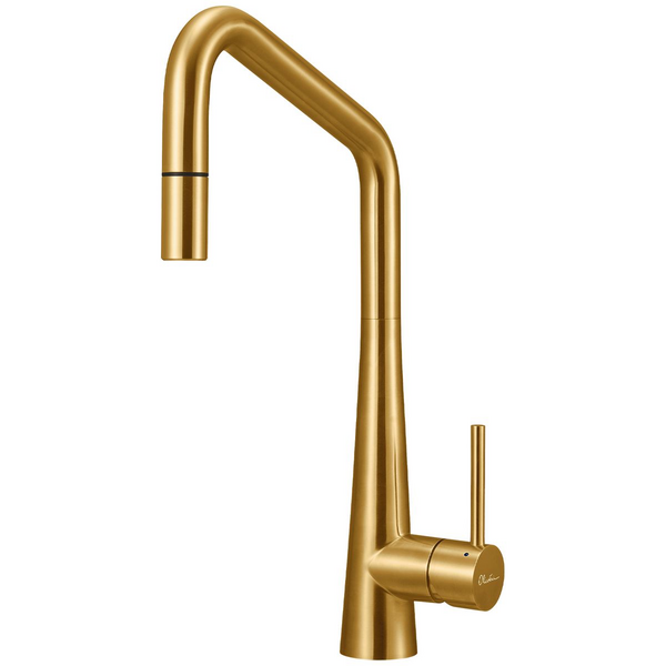 Oliveri Essente 316 Stainless Steel Square Goose Neck Pull Out Mixer - Brushed Gold SS31675-AU