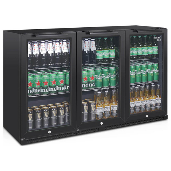 Husky 280L Eco Triple Door Bar Fridge Black C3HECO840BKAU
