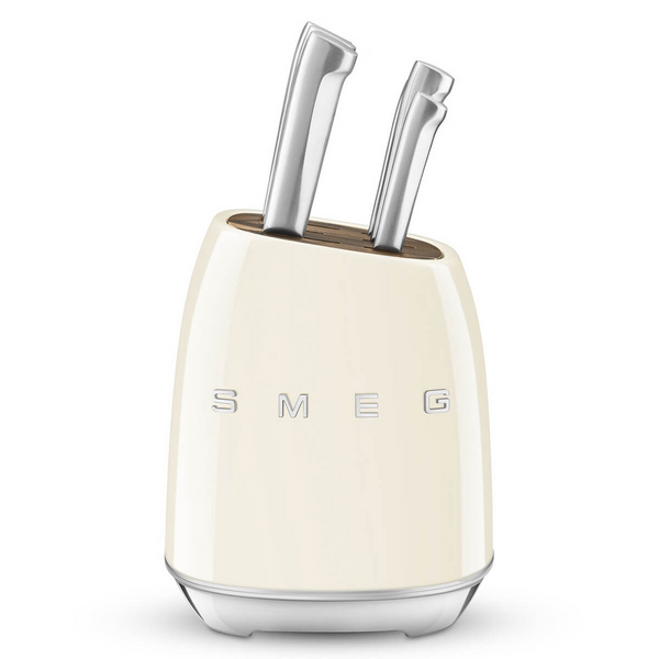 Smeg 50s Retro Style 6 Piece Knife Block Set Cream KBSF02CR