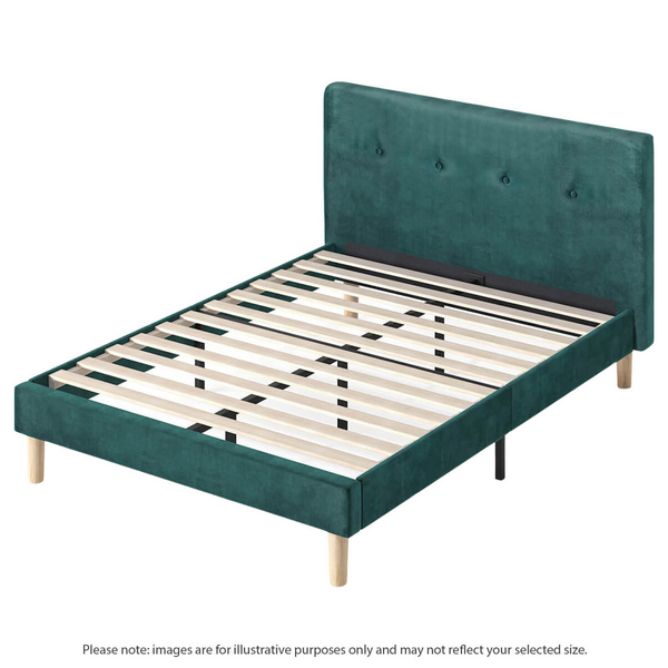 Zinus Willow Queen Upholstered Bed Base Green Velvet AU-FPPOPB-12Q