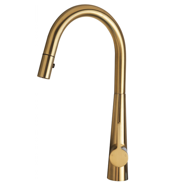 Artusi Fixed Gooseneck Mixer Tap Brushed Gold ASM501BG