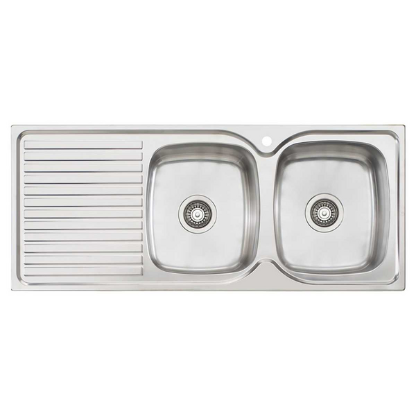 Oliveri Endeavour Double Bowl Topmount Sink with Left Hand Drainer EE72