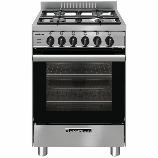 Glem Gas Glem 53cm Dual Fuel Freestanding Oven Stainless Steel GB534GE