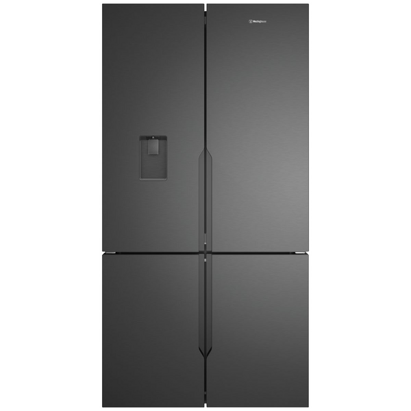 Westinghouse 564L French Door Fridge with Non-Plumbed Water Dispenser and Ice Maker Matte Charcoal Black WQE5760BB