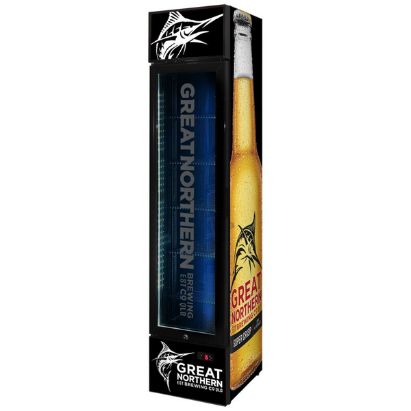 Schmick 160L Great Northern Crisp Branded Skinny Upright Bar Fridge SS-P160-GNBC-CRISP