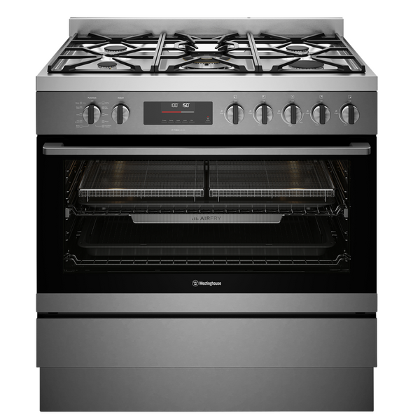 Westinghouse 90cm Dual Fuel Pyrolytic Freestanding Oven with SteamBake-Dark Stainless Steel WFEP9717DD
