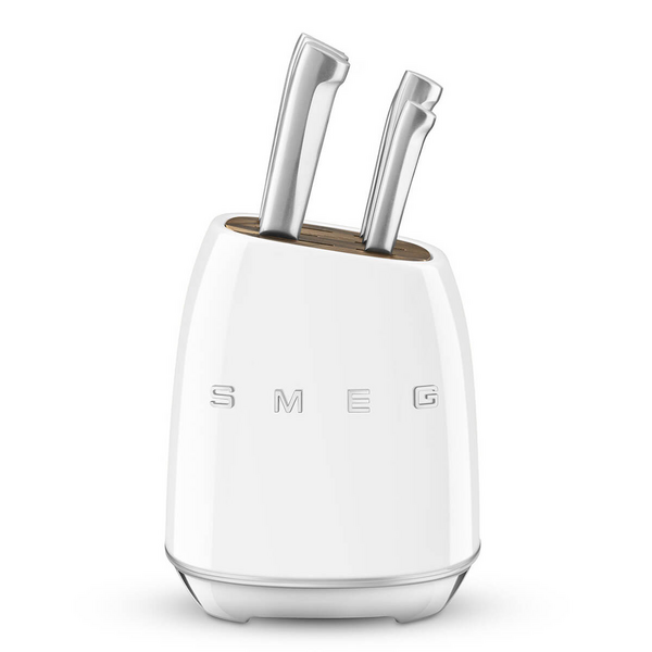 Smeg 50s Retro Style 6 Piece Knife Block Set White KBSF02WH