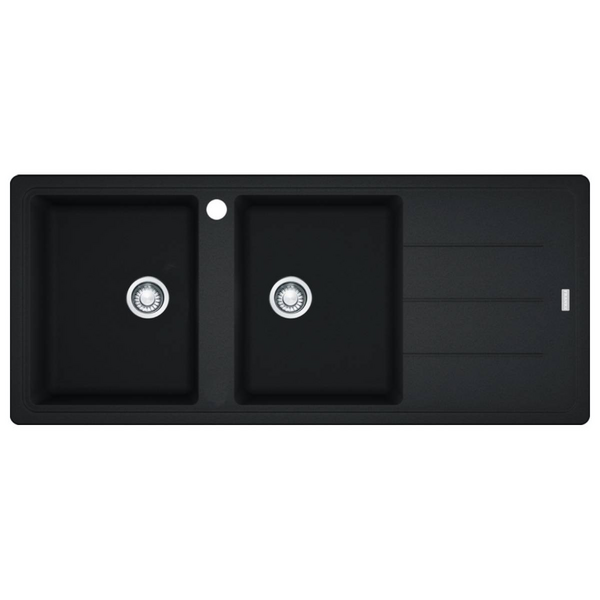 Franke Basis Double Bowl Topmount Sink with Right Hand Drainer - Onyx BFG621ONRHD-B