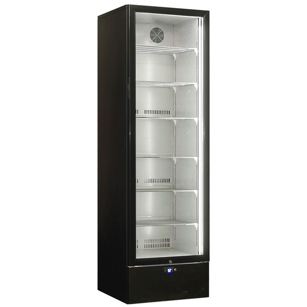 Schmick 398L Heated Glass Door Beverage Refrigerator Black Right Hinge SK422R-B-HD