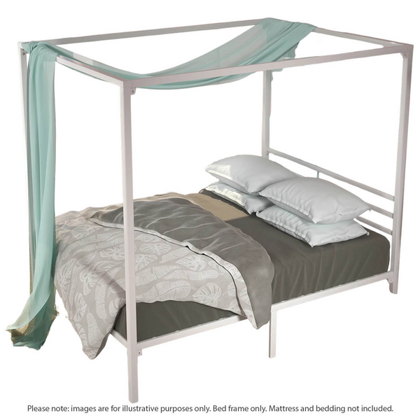 Zinus Patricia Double Metal Canopy Bed Frame White AU-CPBFW-D