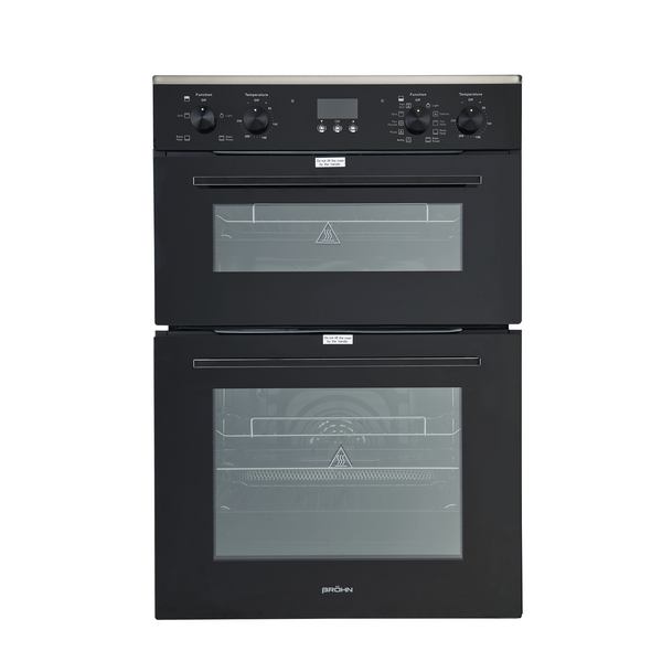 Brohn 60cm Built-In Black Glass Double Electric Oven BROD6001BLK