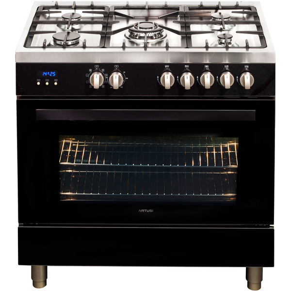 Artusi 90cm Dual Fuel Black Freestanding Oven CAFG91B