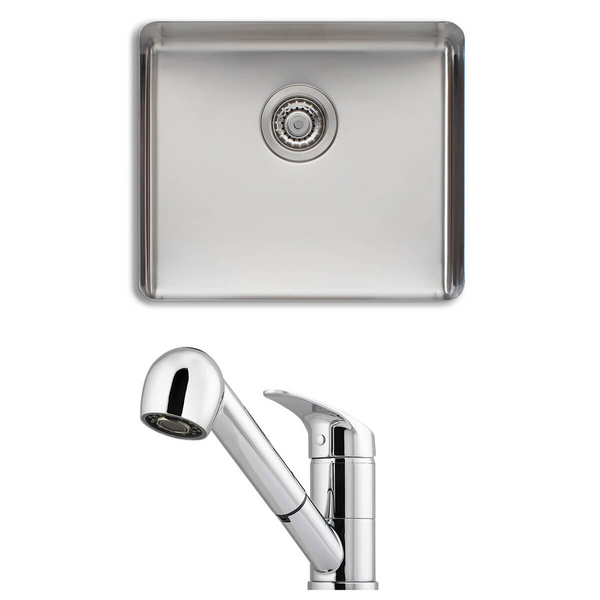 Oliveri Sonetto Single Bowl and London Chrome Pull Out Tap Pack LON580FCR-PSN1050U