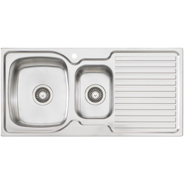 Oliveri Endeavour 1 and 1/2 Bowl Topmount Sink with Right Hand Drainer EE01
