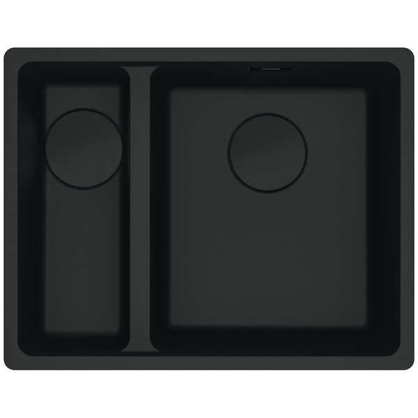 Franke Maris 340/150mm 1 and 1/2 Bowl Left Undermount Sink with Extension Drainer Matte Black MRG160SBLMB-FPC