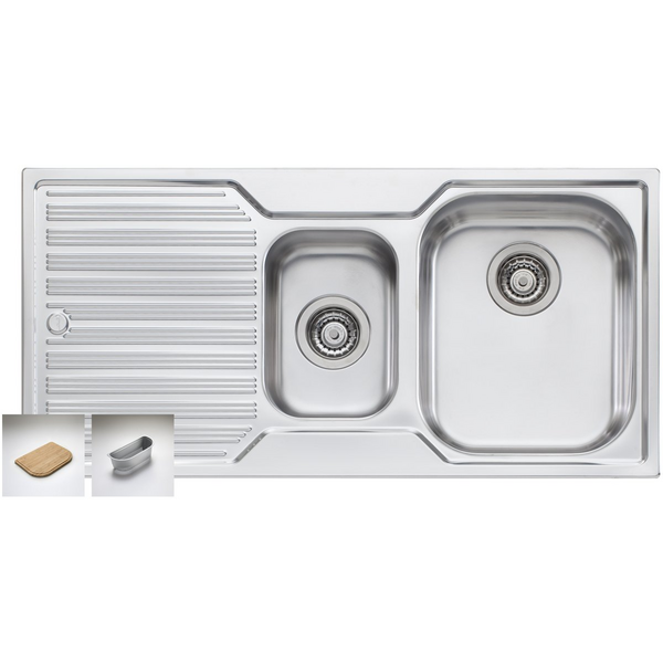 Oliveri Diaz 1 and 1/2 Bowl Left Hand Drainer Sink DZ102