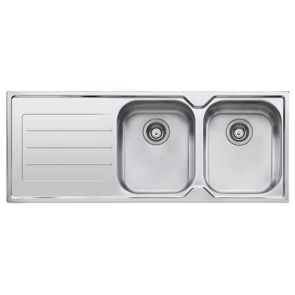 Oliveri Flinders Double Bowl Topmount Sink with Left-Hand Drainer FL172-NTH