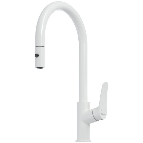 Oliveri Verona Pull out Goose Neck Mixer Tap White VA306507WH-P