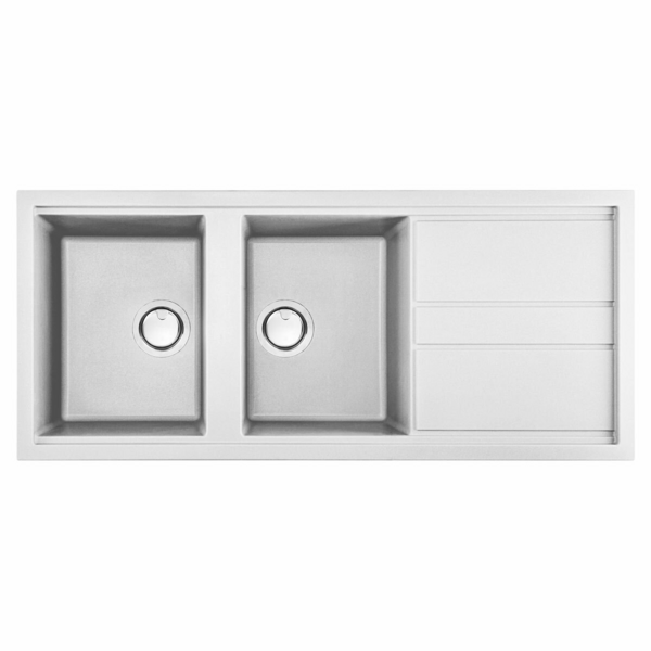 Artusi Granitek Series Double Bowl Sink with Drainer AGS1162W