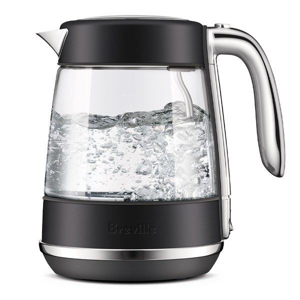 Breville the Crystal Luxe 1.7L Glass Kettle Black Truffle BKE765BTR